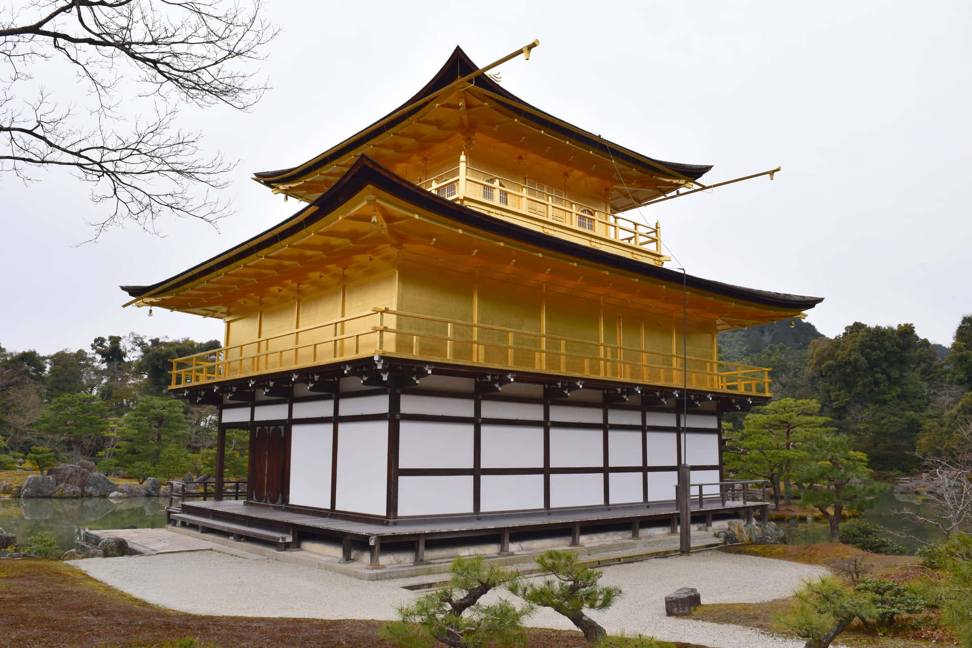 Caption: The Illuminated Golden Pavilion In Japan At Dusk Wallpaper