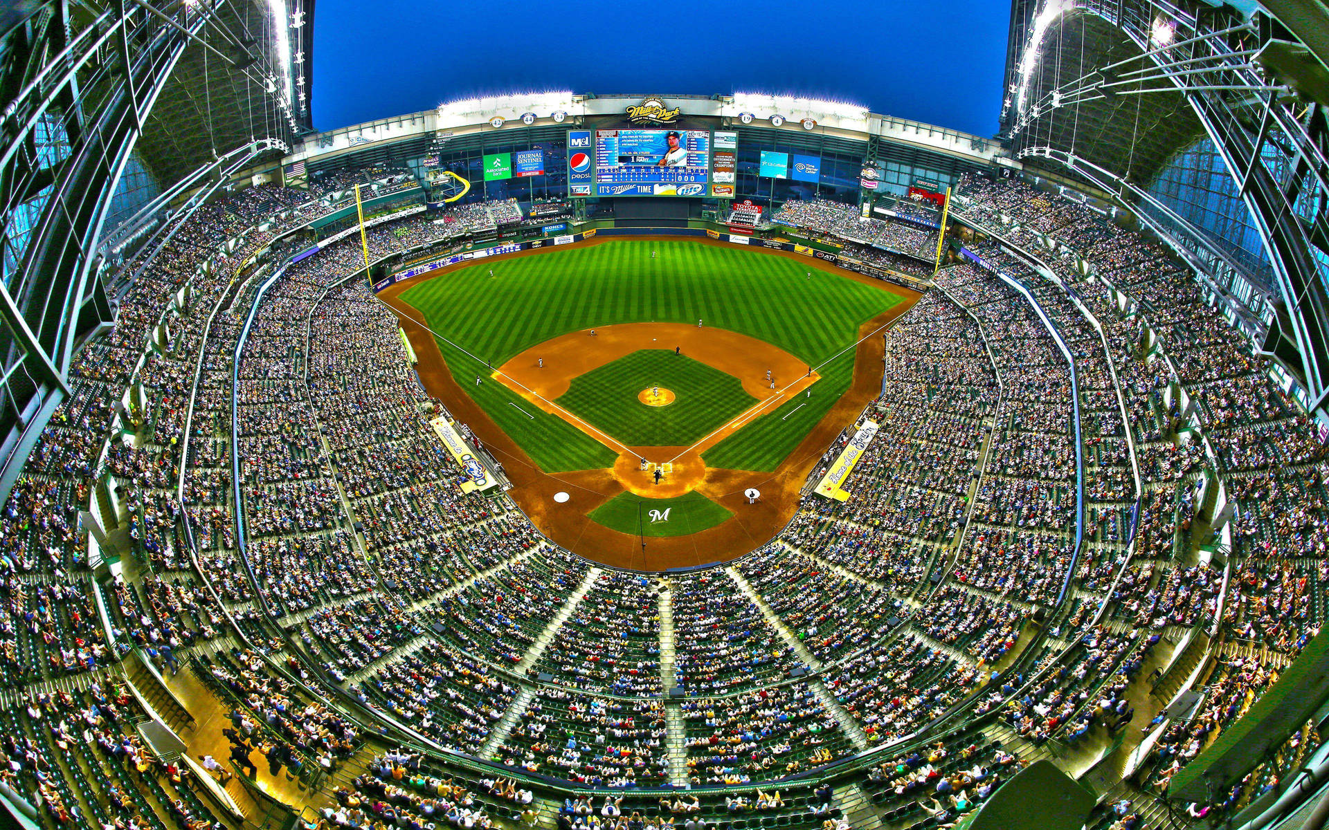 Caption: The Magnificent American Family Field Stadium In Milwaukee Wallpaper