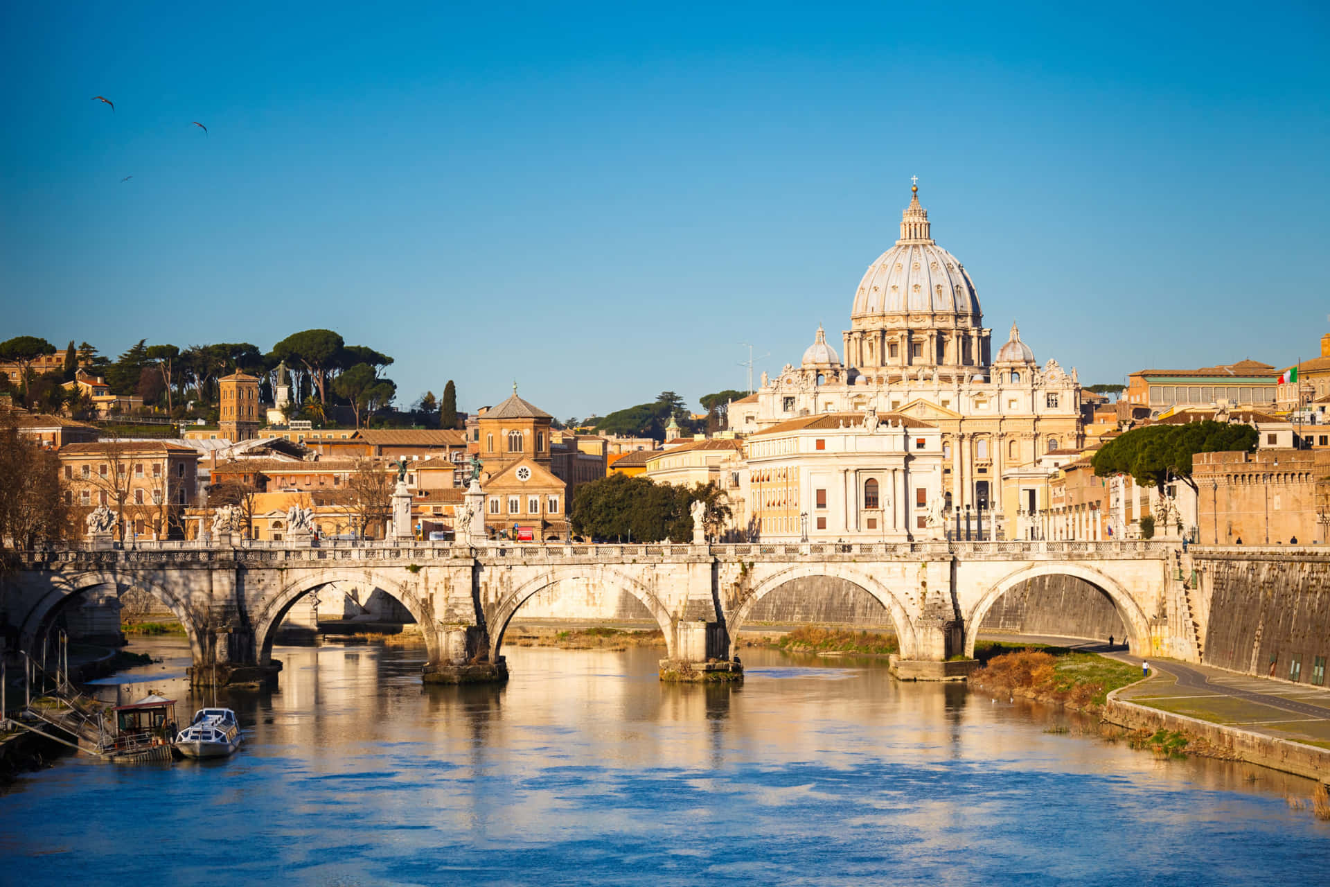 Caption: The Majestic St. Peter's Basilica In The Vatican City Wallpaper
