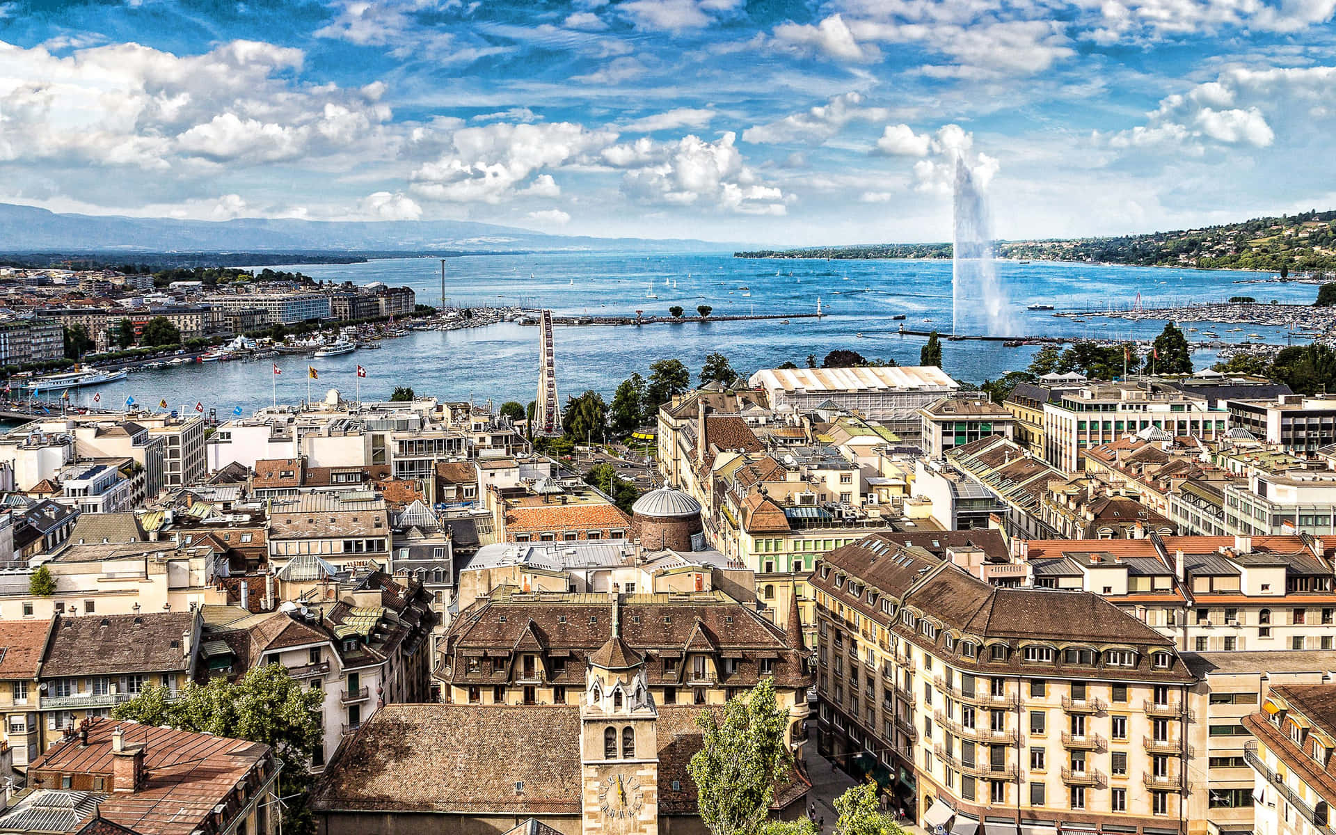 Caption: The Serene Beauty Of Geneva Lake, Switzerland Wallpaper