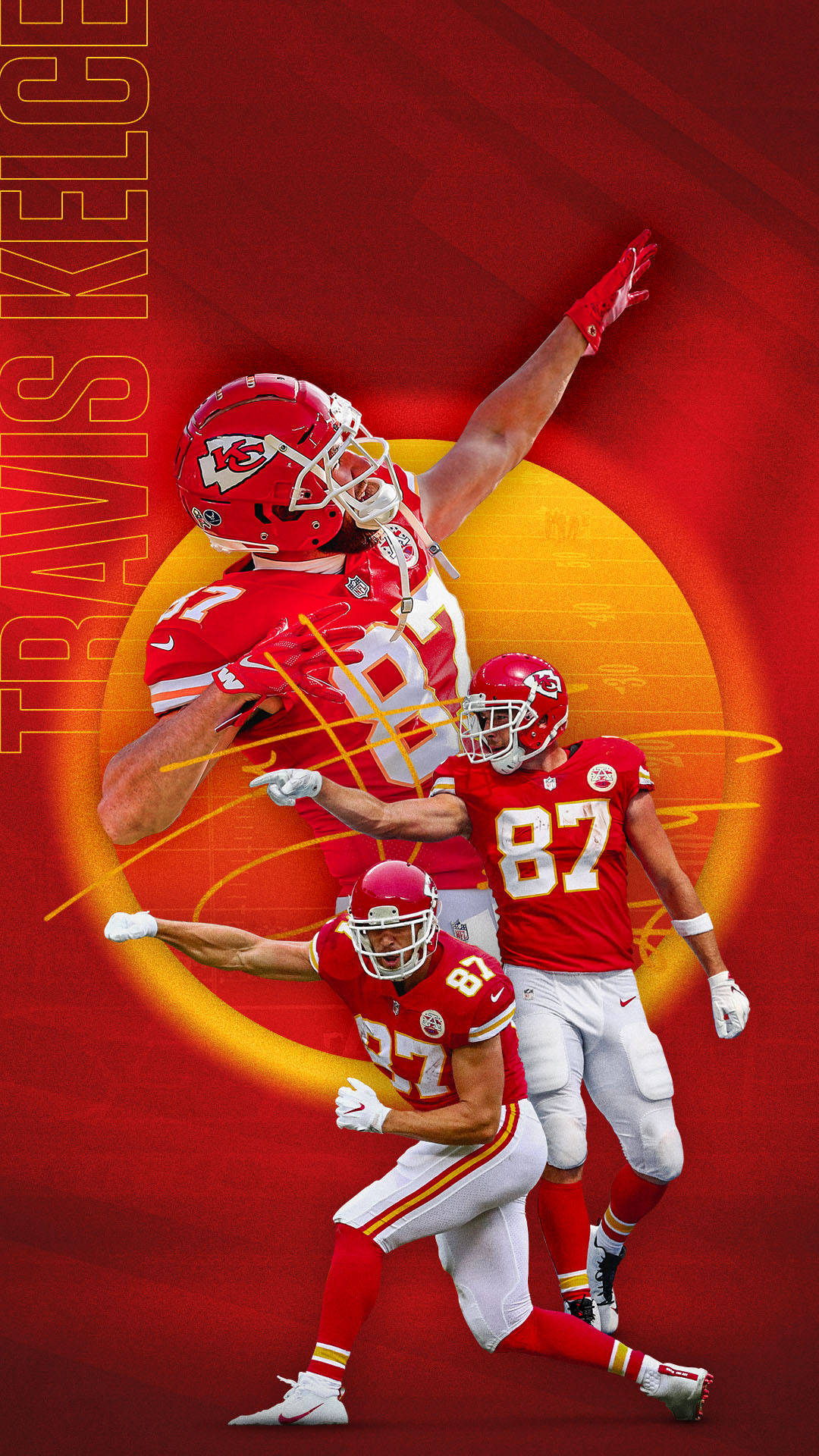 Caption: Travis Kelce In Action On The Football Field Wallpaper