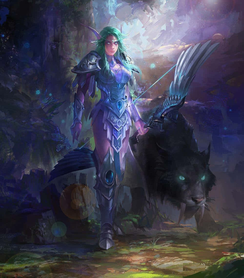 Caption: Tyrande Whisperwind - Night Elf Priestess Of Warcraft Universe Wallpaper