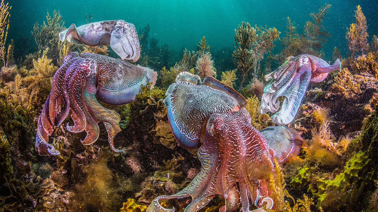 Caption: Underwater Beauty: A Mesmerizing Cephalopod In Its Natural Habitat Wallpaper