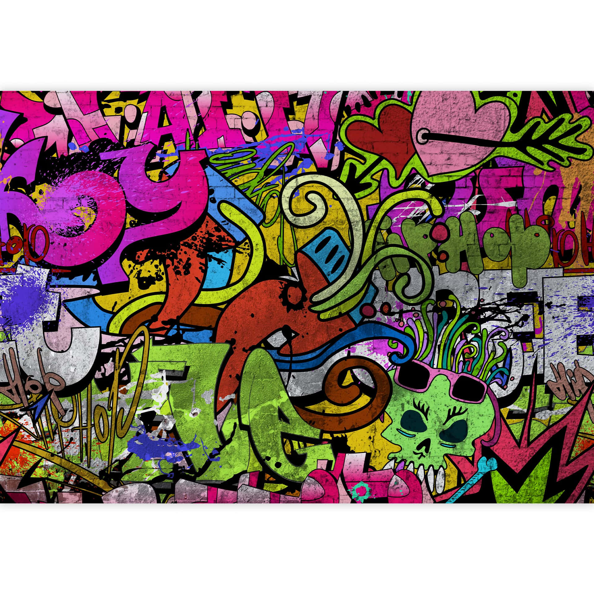Caption: Urban Artistry: Colorful Graffiti Mural