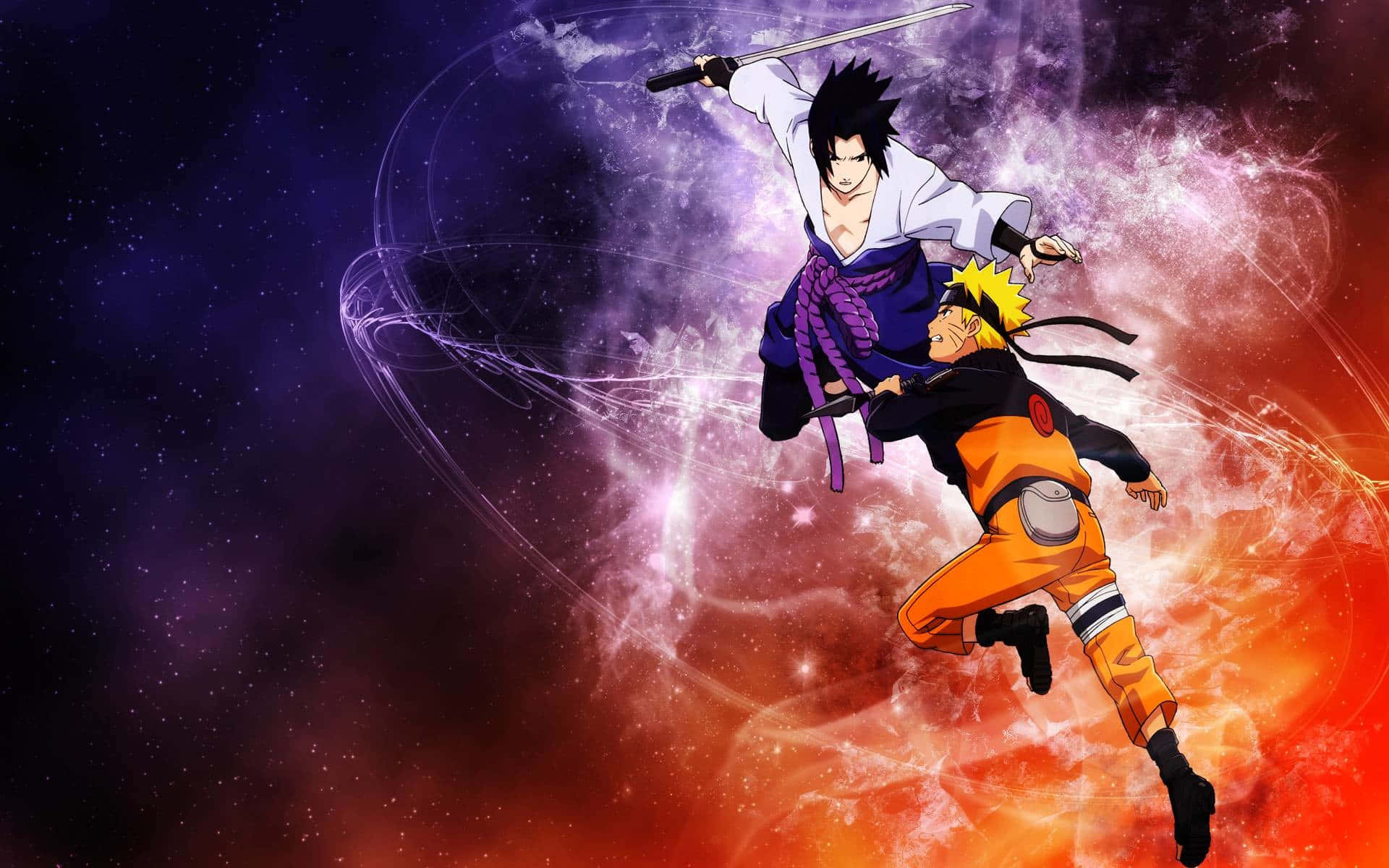 Caption: Uzumaki Naruto&Uchiha Sasuke - Intense Battle Under The Moonlight