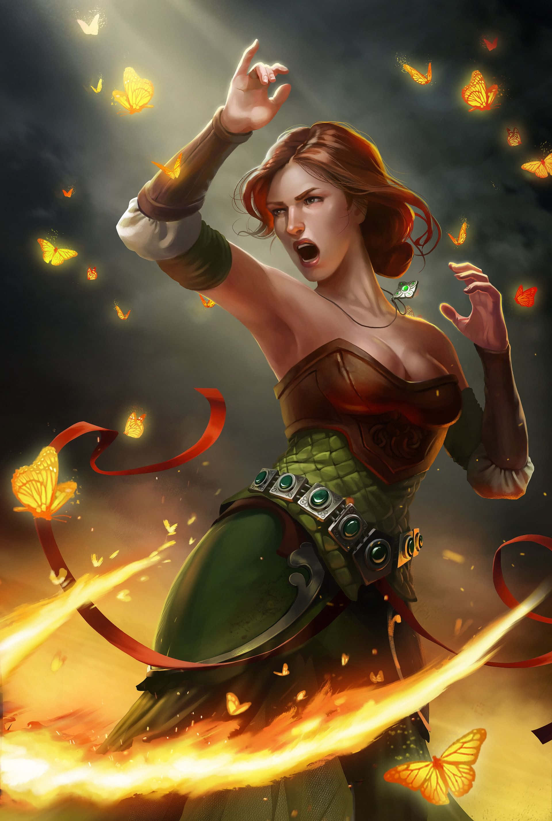 Caption: Vibrant And Mystical - Triss Merigold Of The Witcher Series Wallpaper