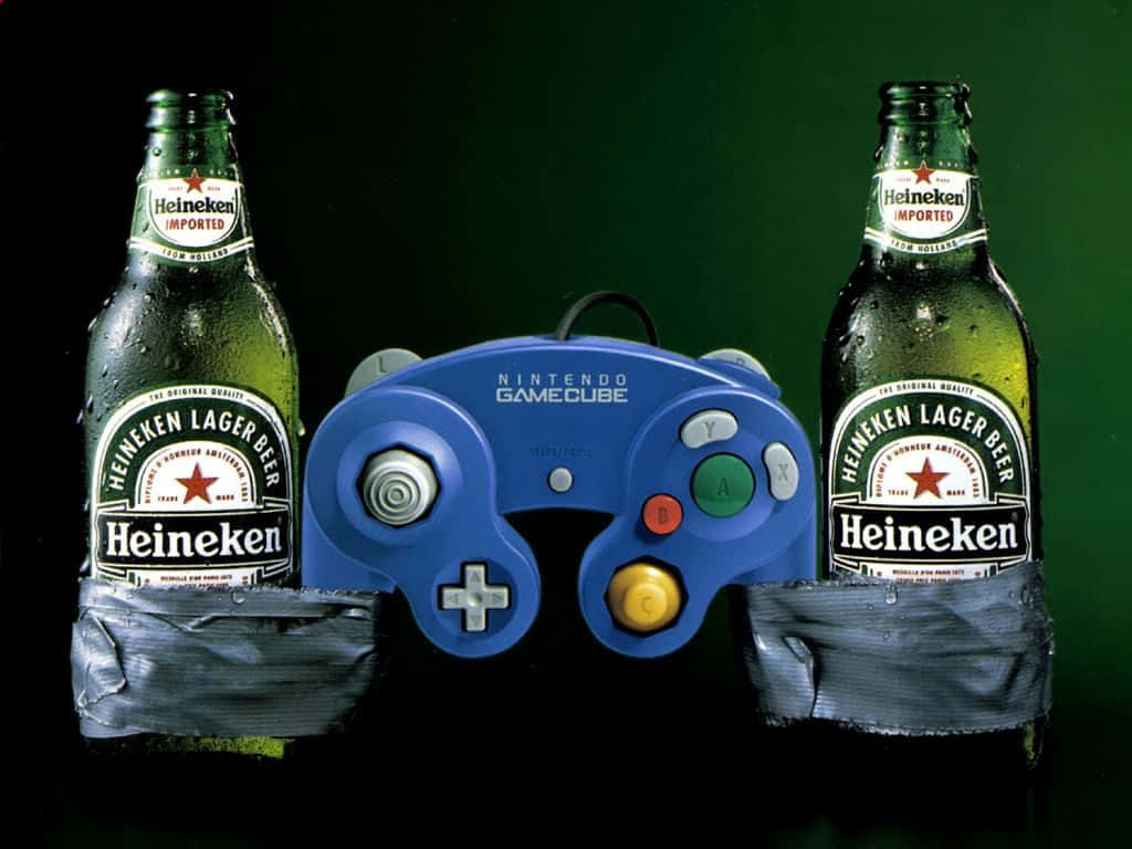 Captionuna Rinfrescante Birra Heineken Su Uno Sfondo Luminoso.