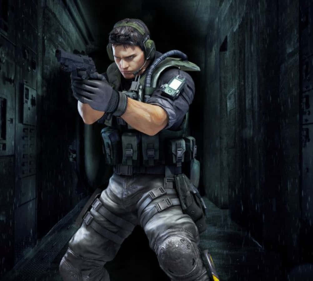 Captivating Close-up Portrait Of Chris Redfield, A Prominent Character In The Critically Acclaimed Resident Evil Game Series. Wallpaper