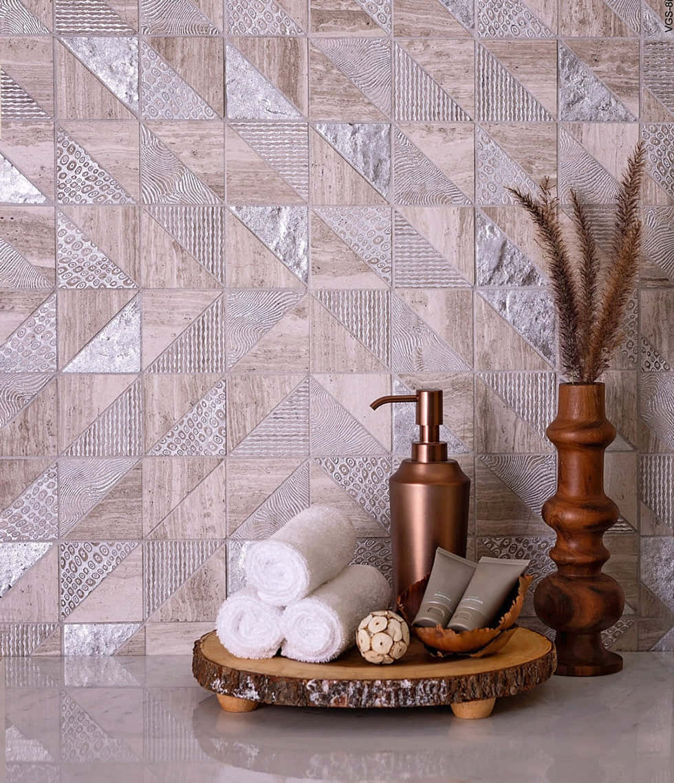 Captivating Grey Tile Texture Wallpaper