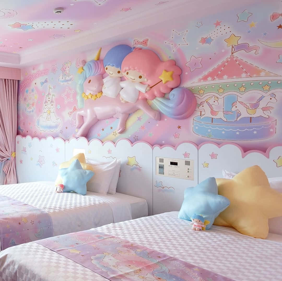Captivating Kawaii Room With Pastel Colors And Cute Decorations Wallpaper