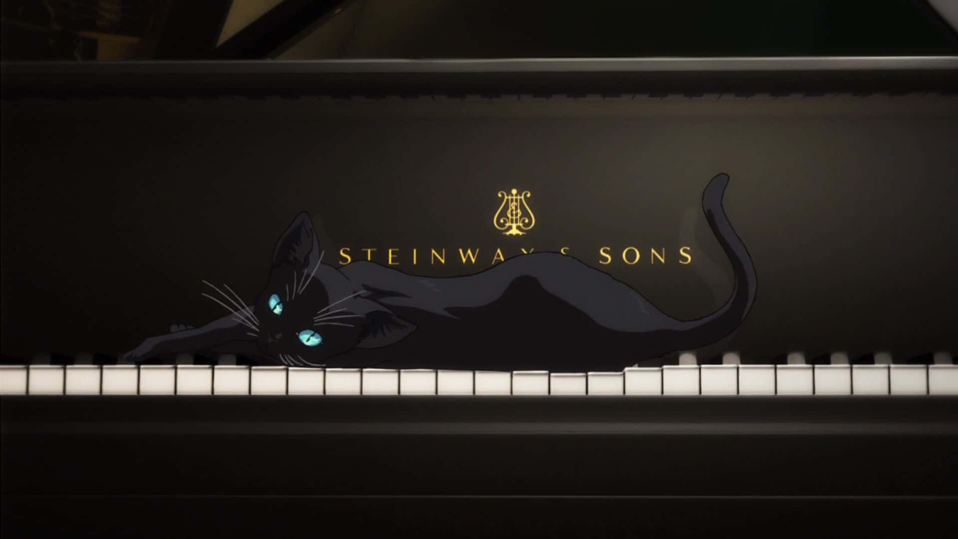 Captivating Piano Scene From Your Lie In April Anime Series Wallpaper