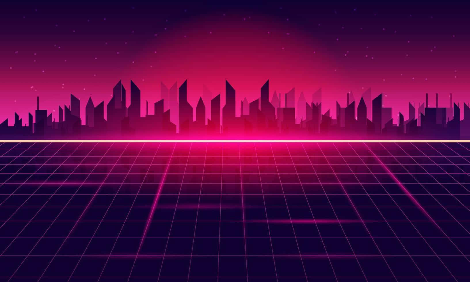 Captivating Retro Cityscape At Dusk Wallpaper