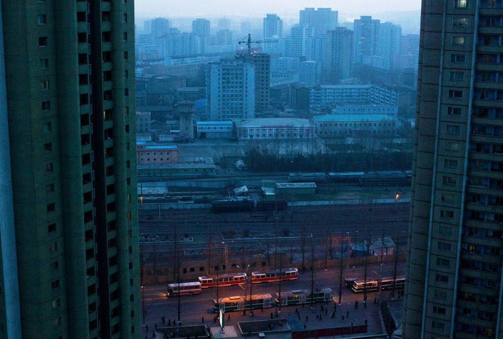 "captivating Skyline Of Pyongyang At Night" Wallpaper
