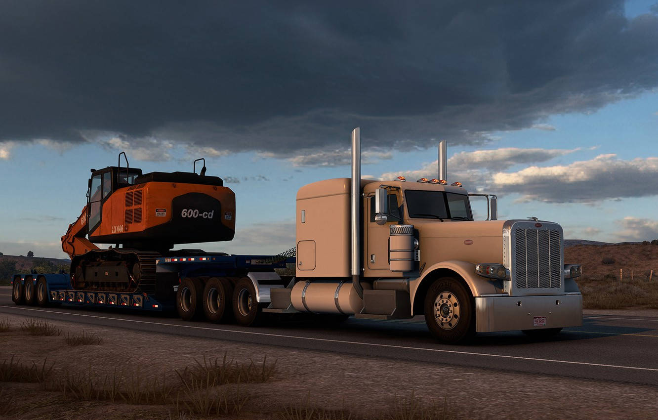 Captivating Sunset Drive In American Truck Simulator Wallpaper