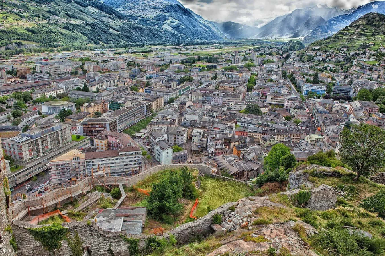 Captivating Twilight Over The Castles Of Sion, Switzerland Wallpaper