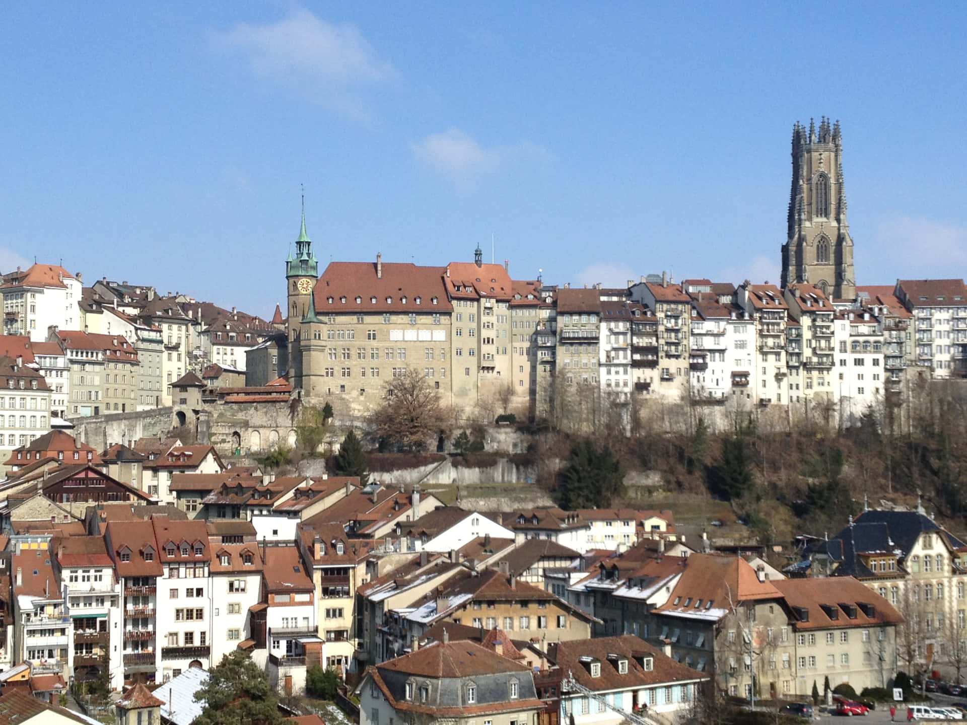 Captivating View Of Fribourg Cityscape Wallpaper