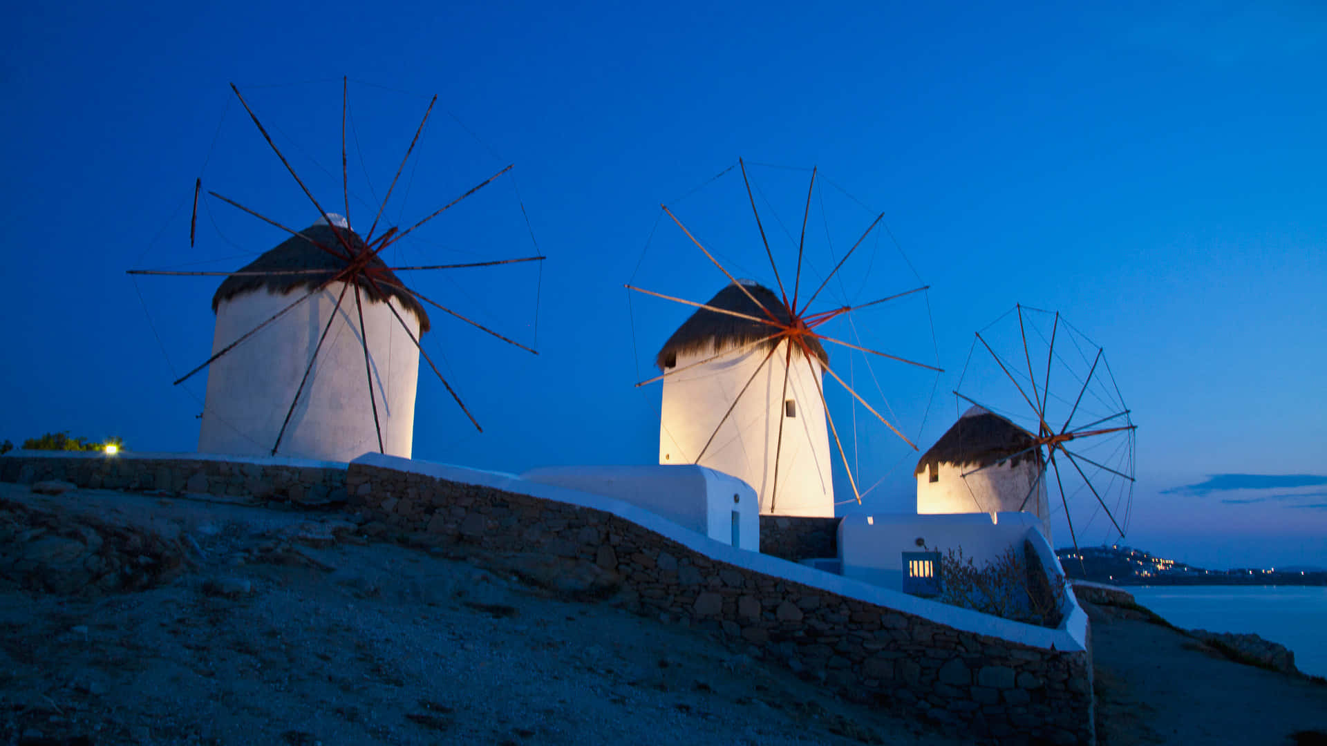 Captivating View Of Iconic Mykonos Windmills Wallpaper