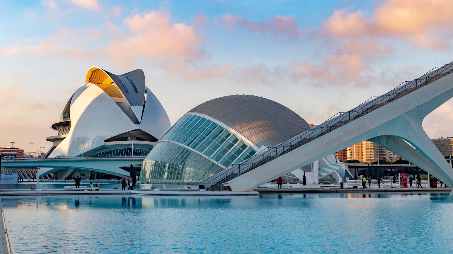 Captivating View Of The City Of Arts And Sciences At Dusk Wallpaper