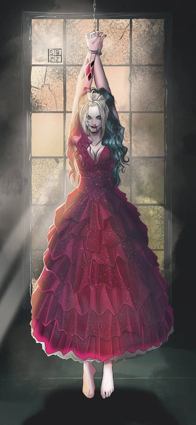Captured Harley Quinn Phone Artwork Wallpaper