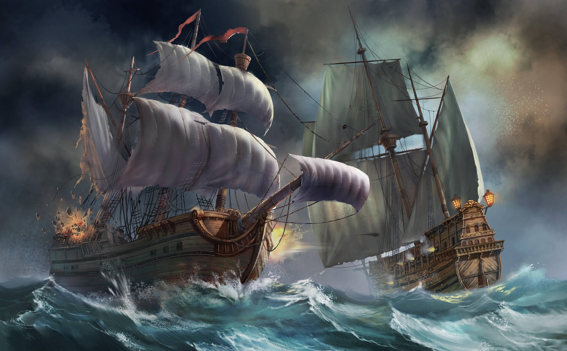 Captured Pirate Ship Wallpaper