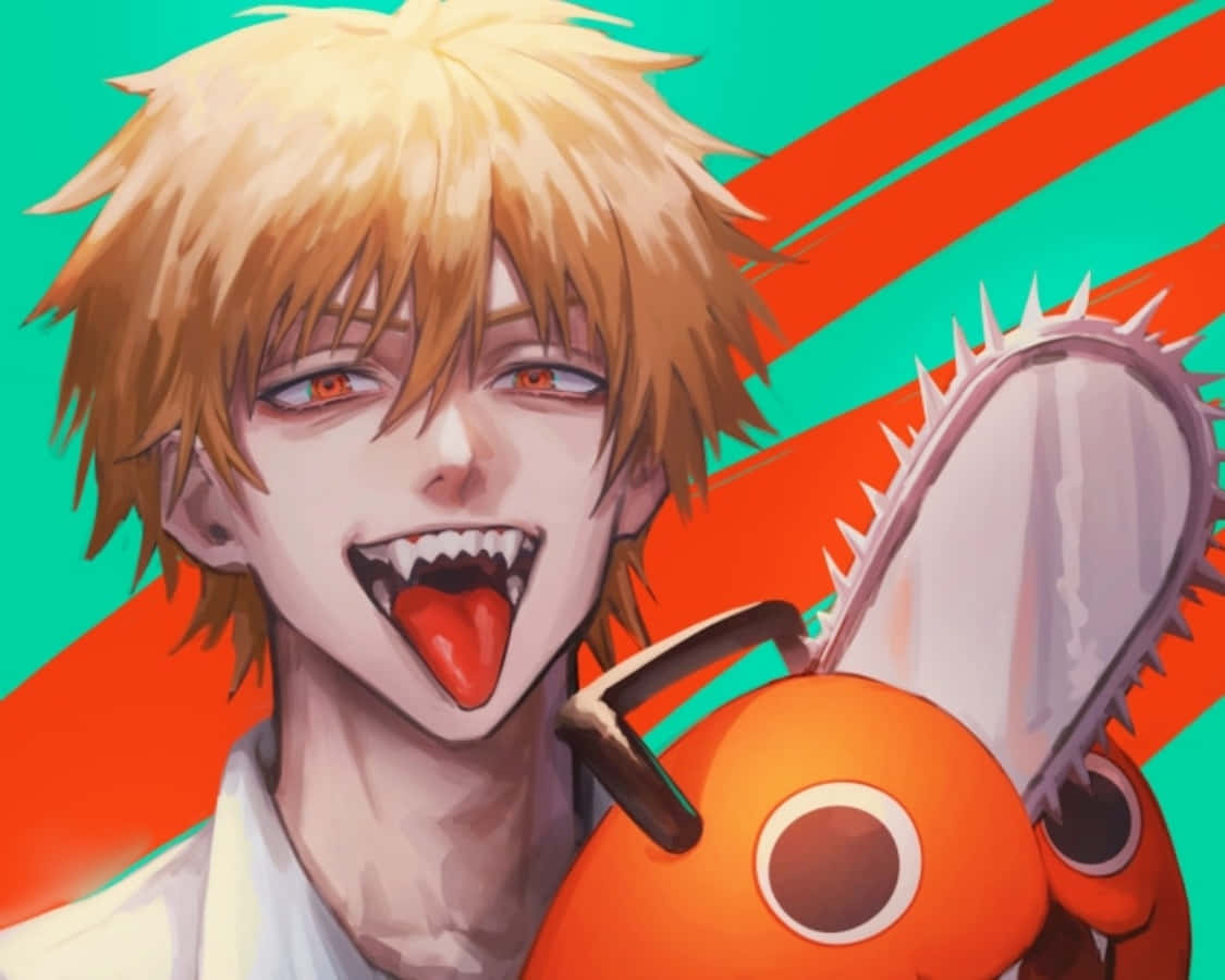 Capturing The Duality: Denji And Chainsaw Man Wallpaper