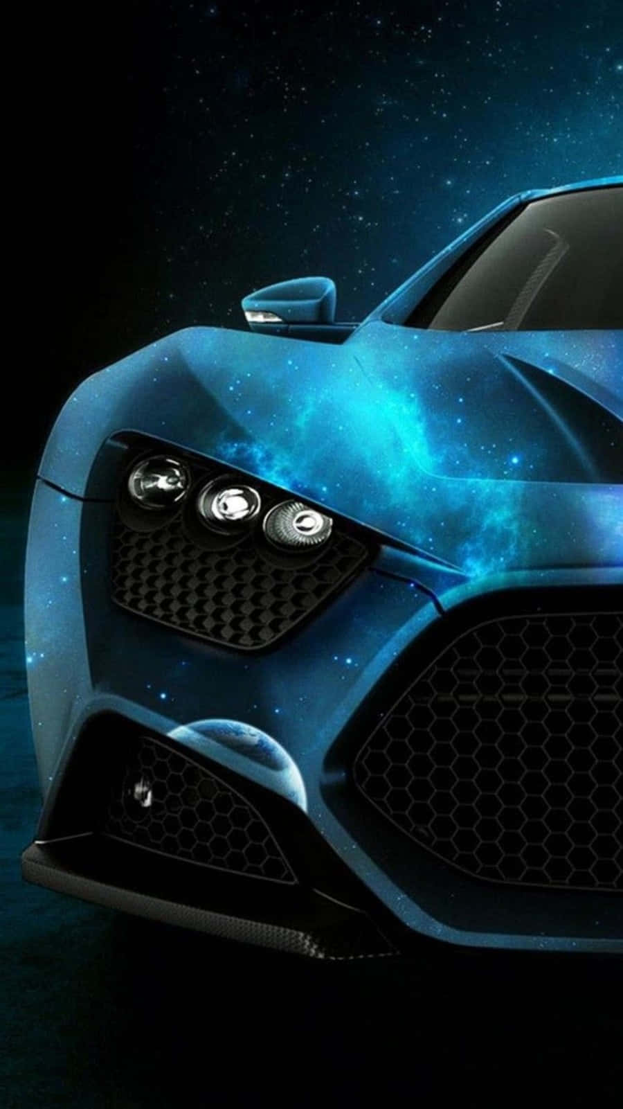Einblauer Sportwagen Mit Einem Weltraumhintergrund Wallpaper