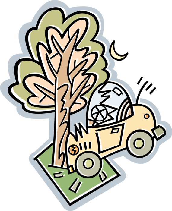 Car Crash Into Tree Cartoon PNG