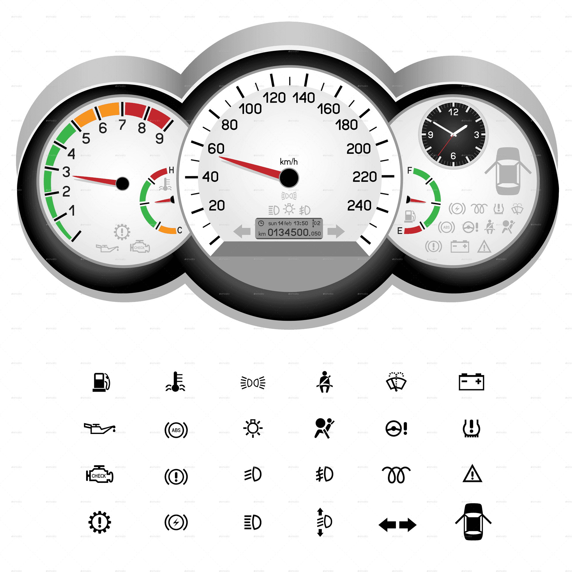 Car Dashboard Speedometer Cluster PNG