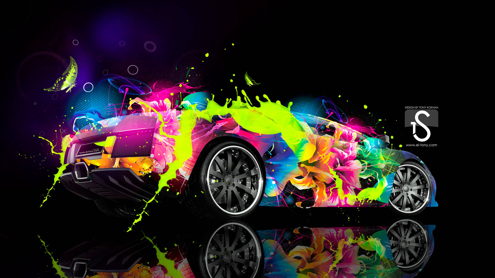 Car Drenched In Color Full Hd Wallpaper
