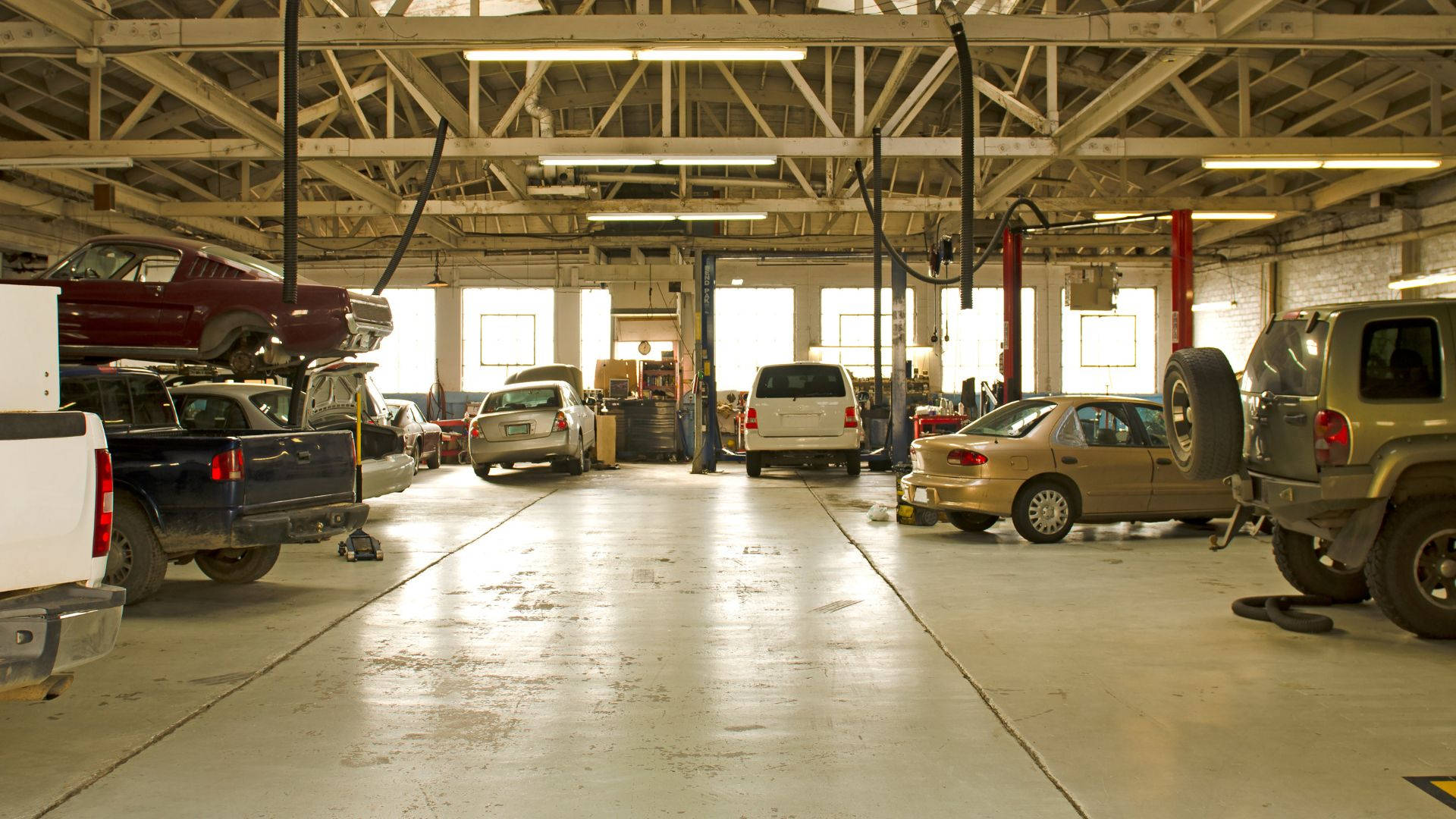 Garagemde Carros Oficina De Reparação De Automóveis Papel de Parede