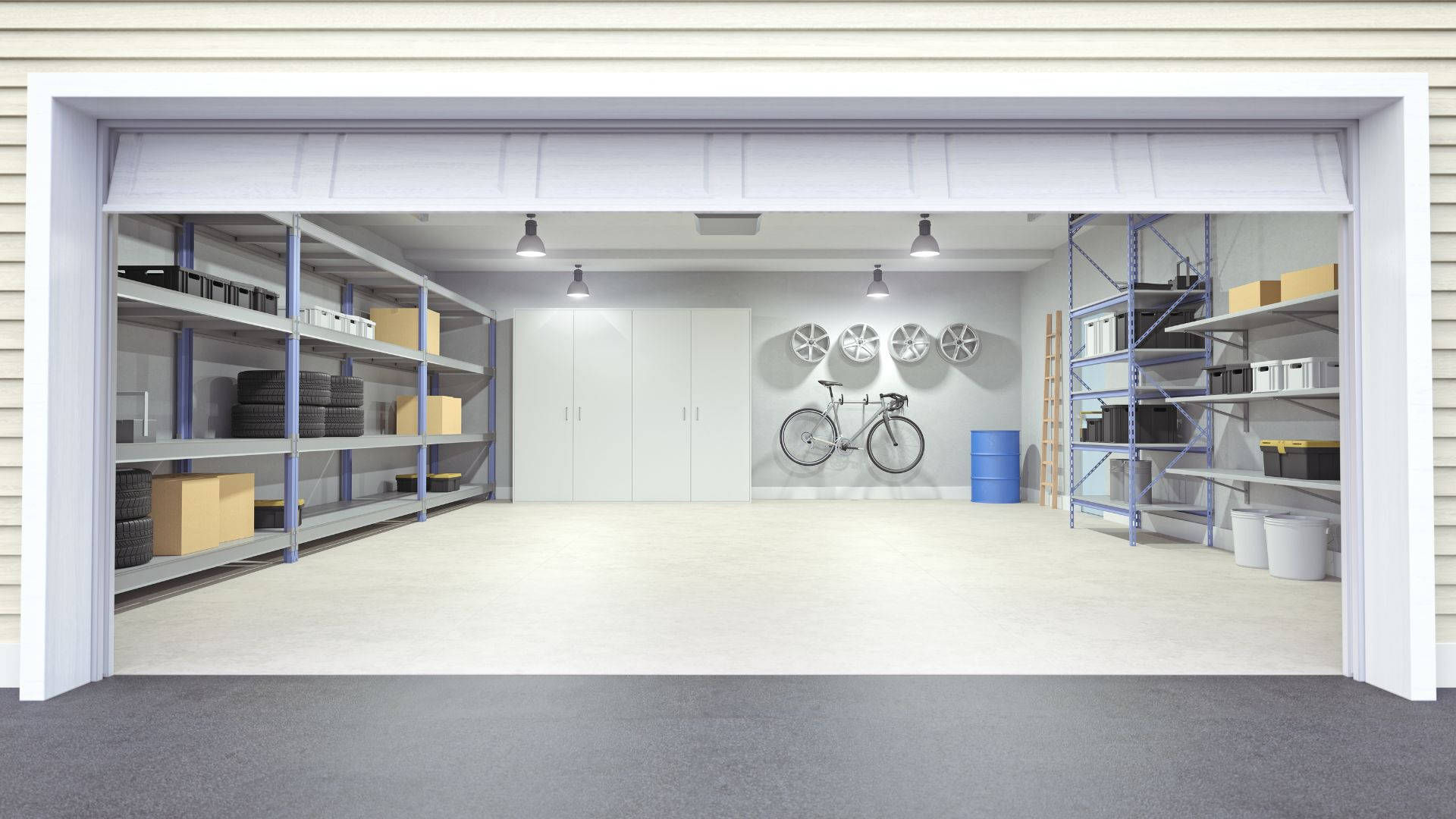 Car Garage Storage Room Tool Minimalistic Wallpaper
