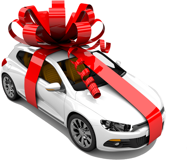 Car Gift With Red Ribbon PNG