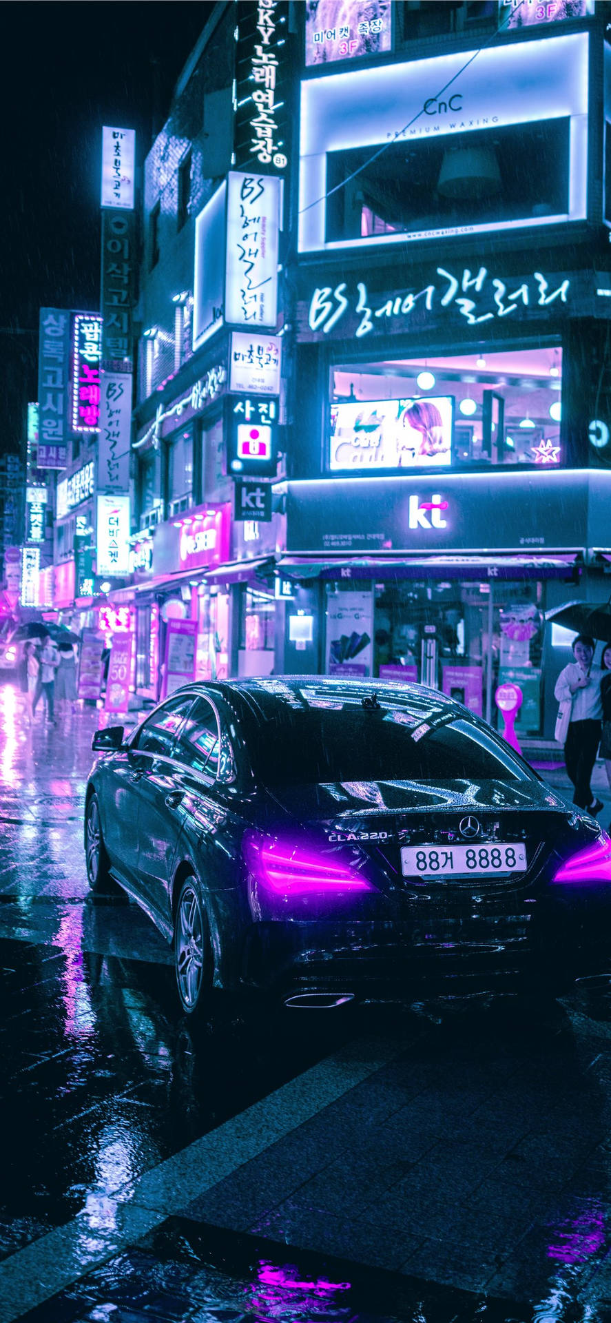 Autokoreanische Stadt Cyberpunk Für Das Iphone X. Wallpaper