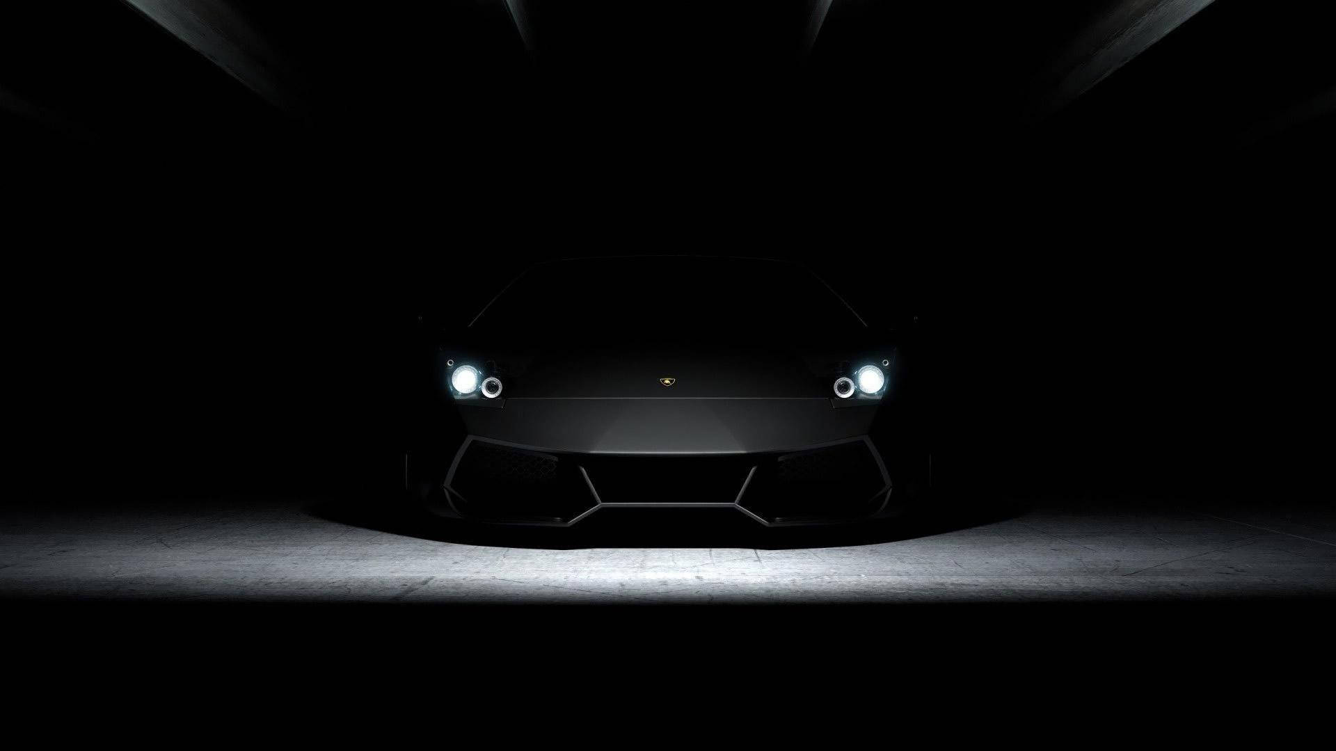 Car Lurking In Total Black Darkness Background