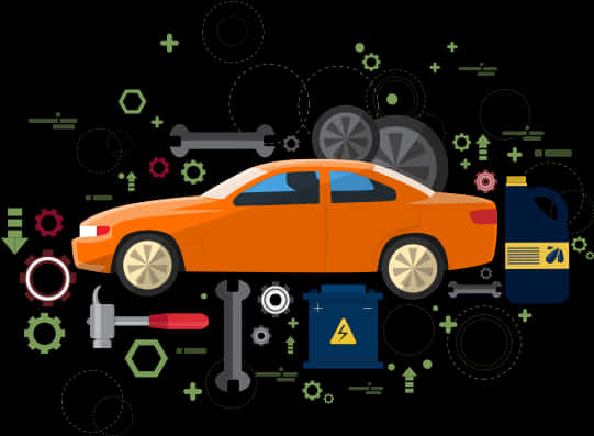 Car Maintenance Vector Illustration PNG