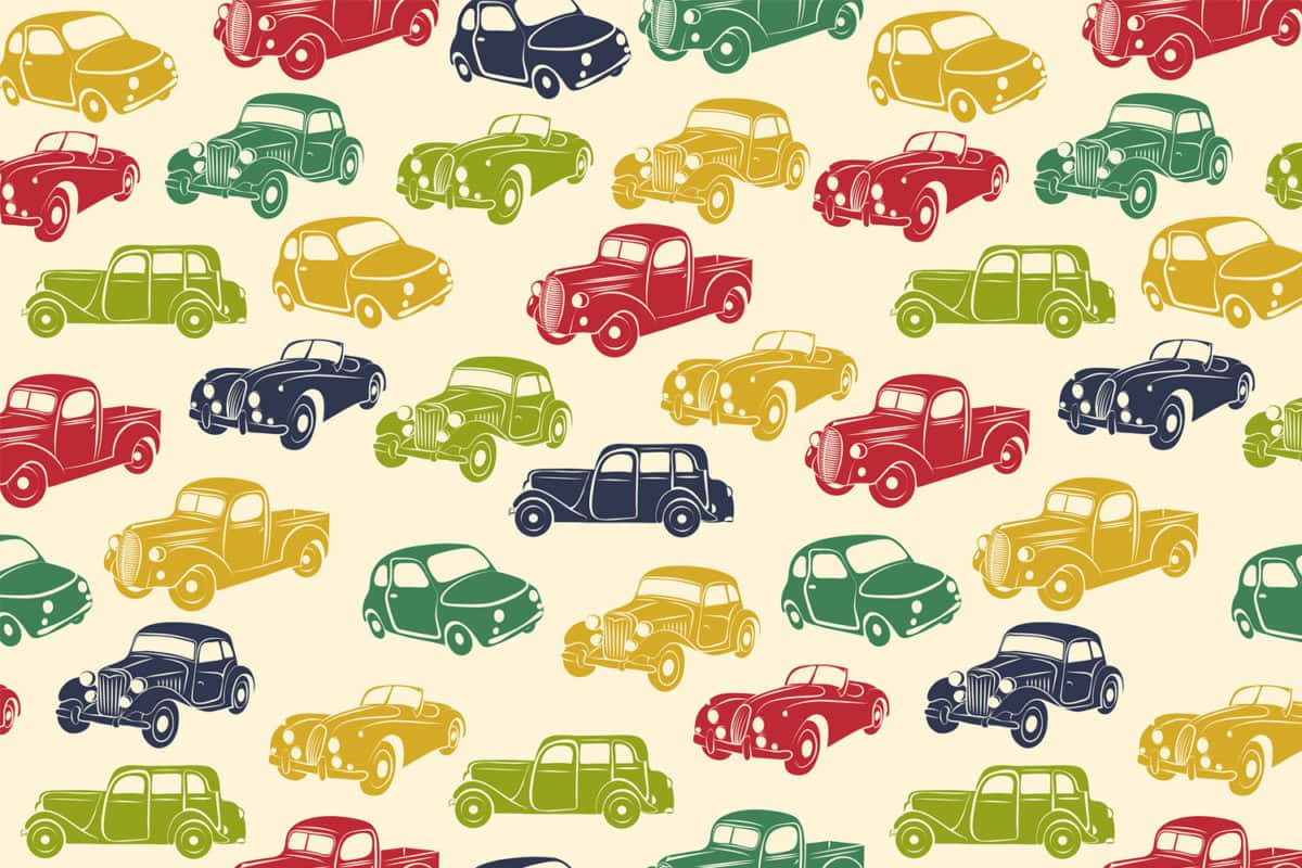 Caption: Colorful Car Pattern Wallpaper Wallpaper