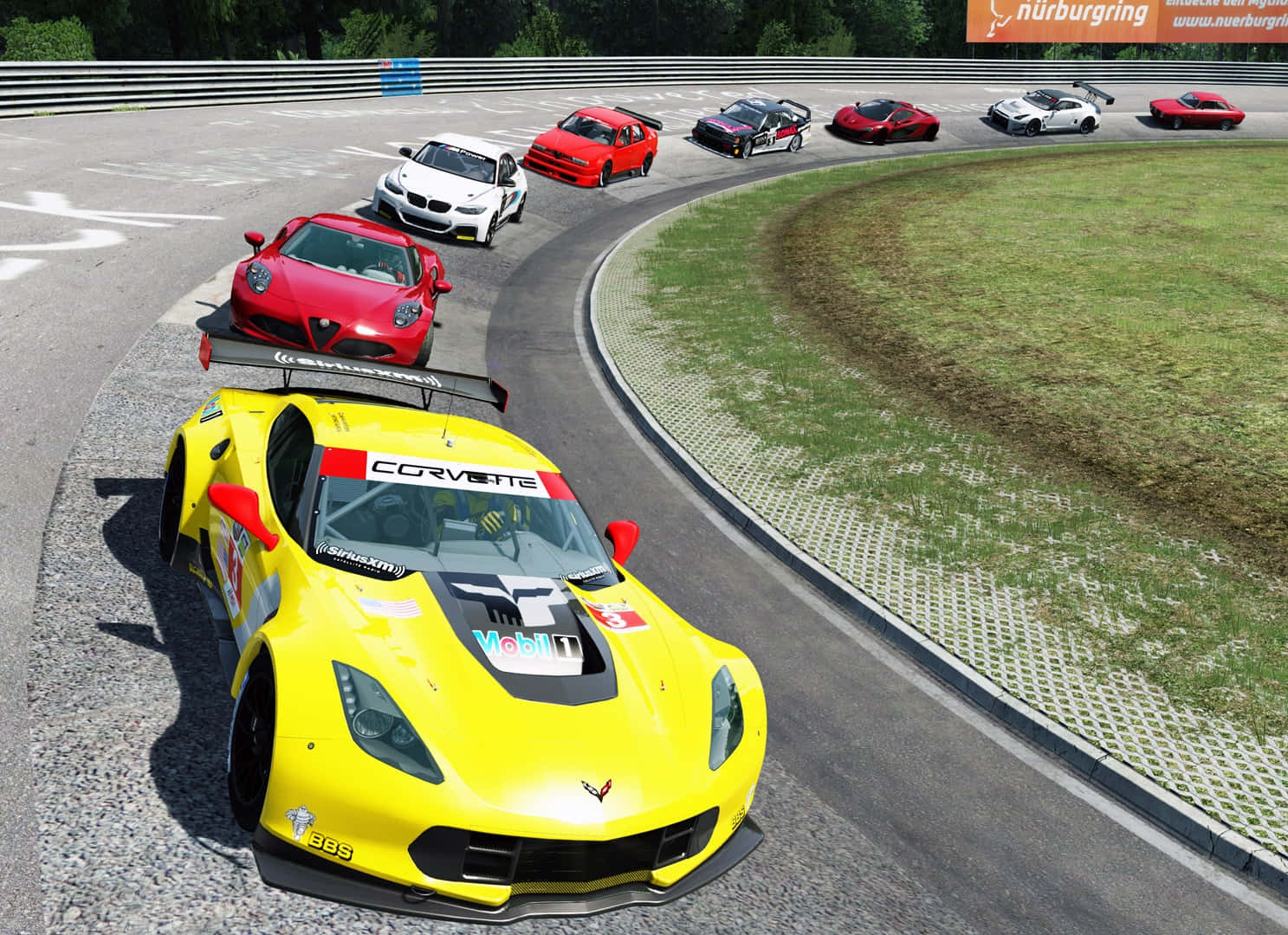 Intense Car Racing Action Wallpaper