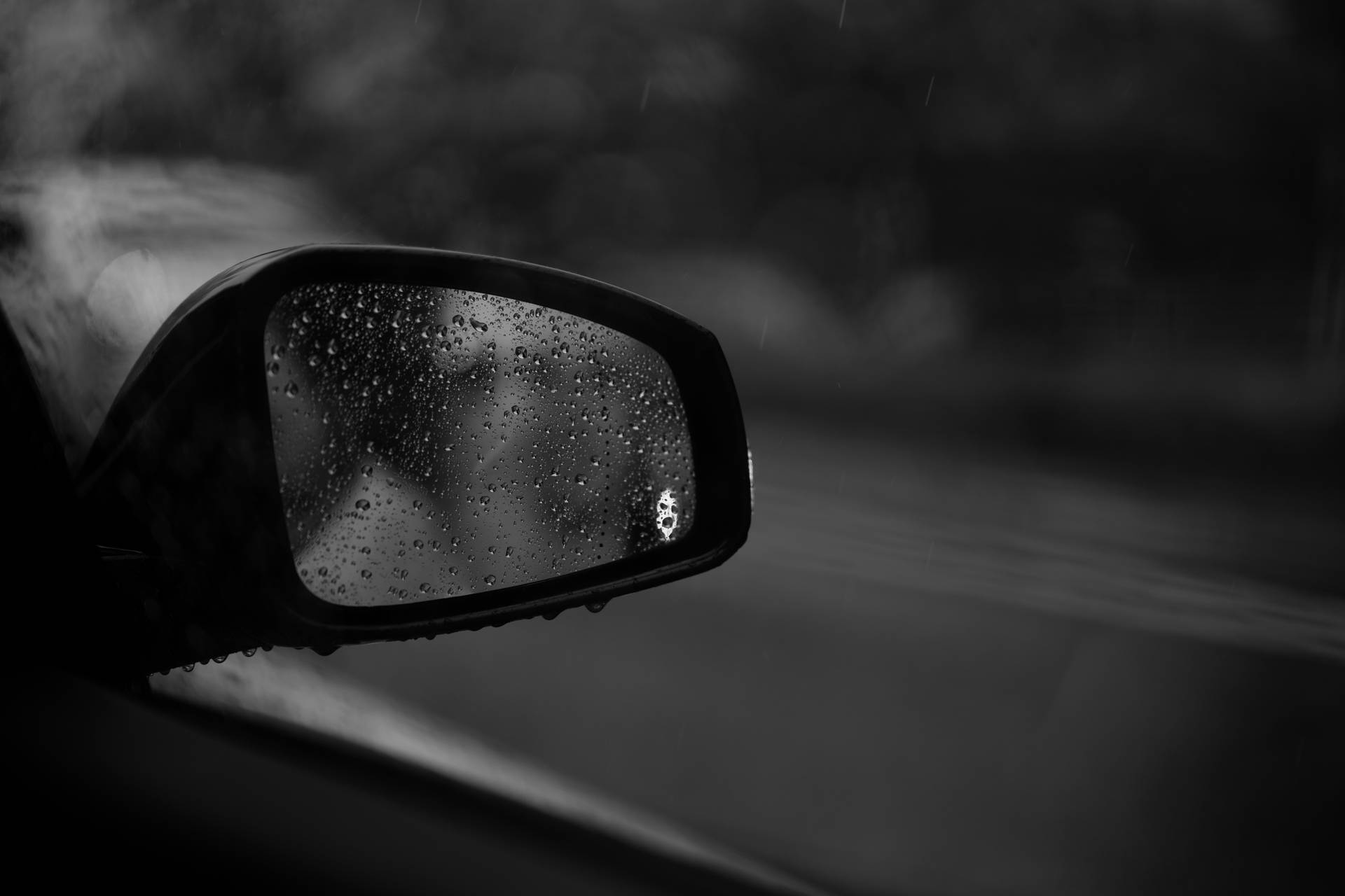 Car Side Mirror Black And White Wallpaper