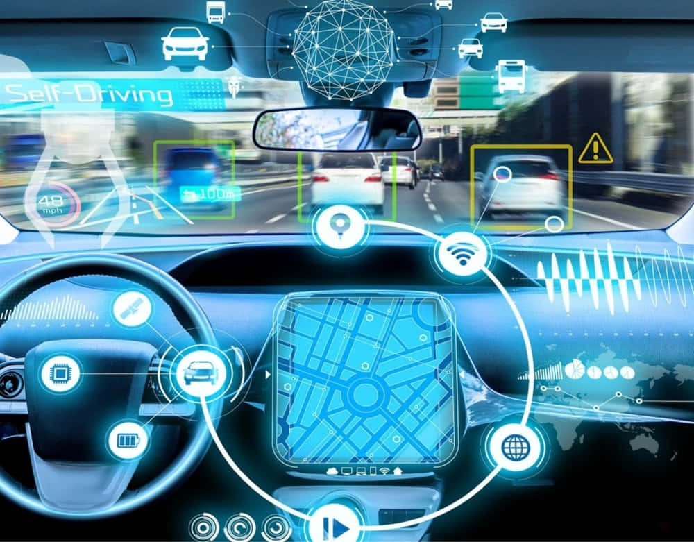 Futuristic Car Dashboard Interface Display Wallpaper