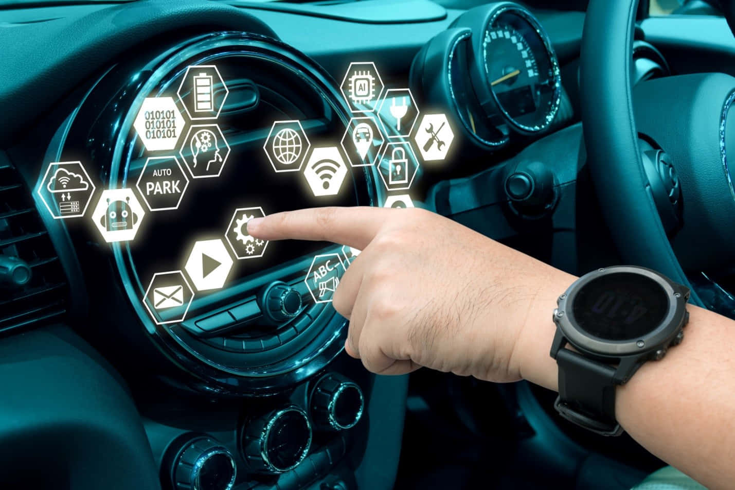 Futuristic Car Dashboard and Interface Wallpaper