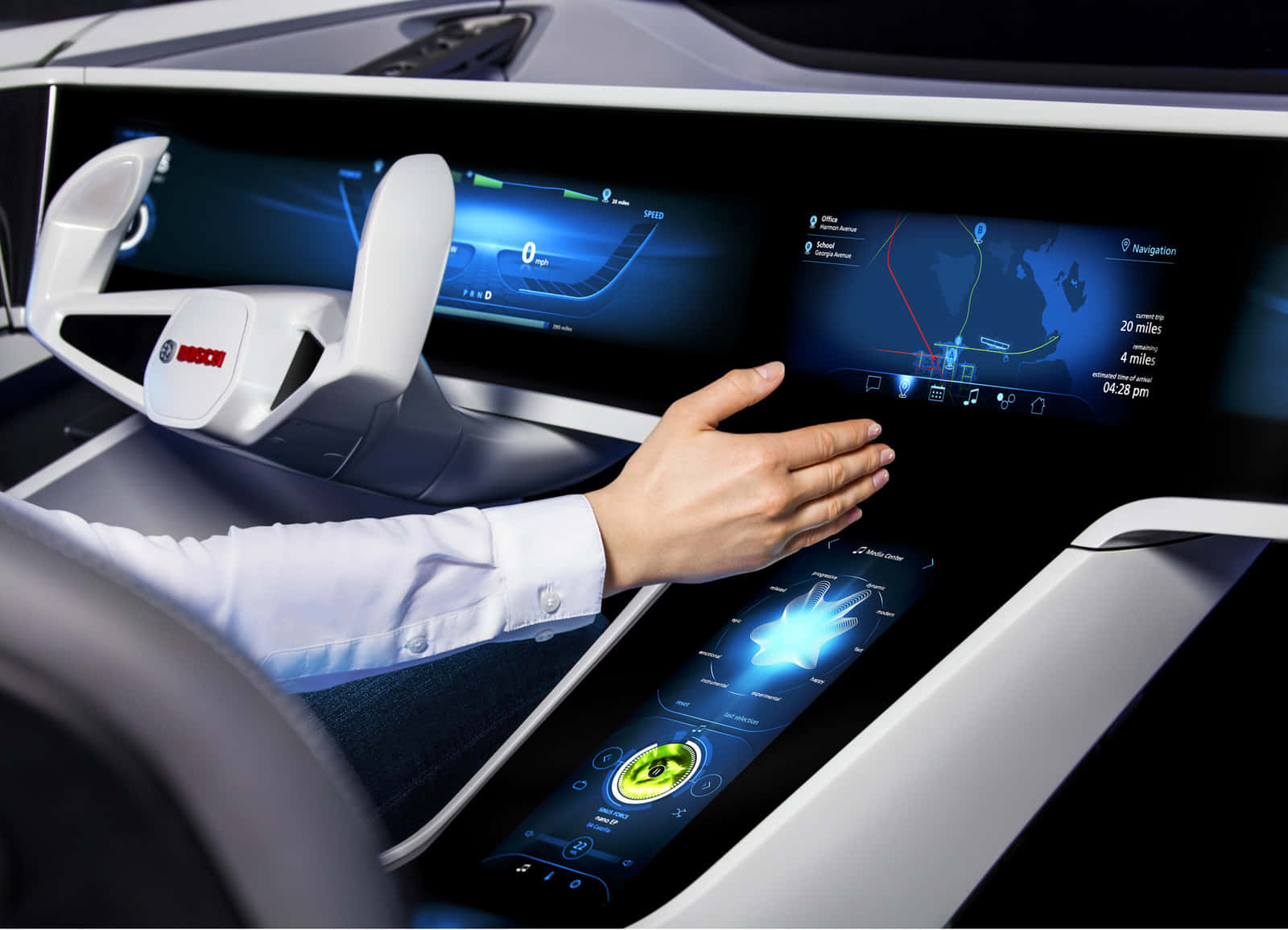 Panelde Control De Automóvil Futurista Con Características De Tecnología Avanzada Fondo de pantalla