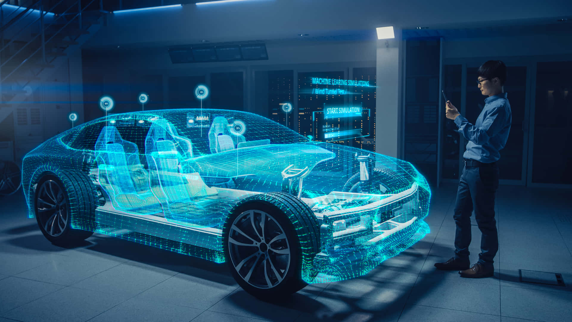 Futuristic Car Technology Dashboard Display Wallpaper