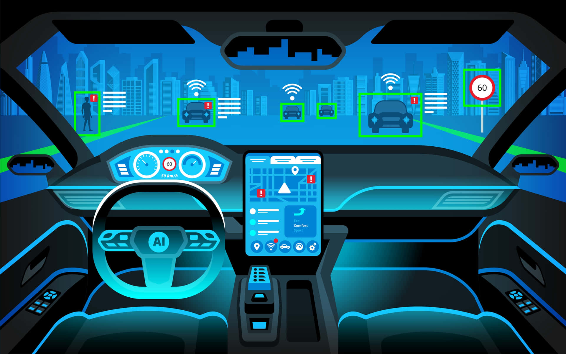 Futuristic Car Technology Dashboard Interface Wallpaper