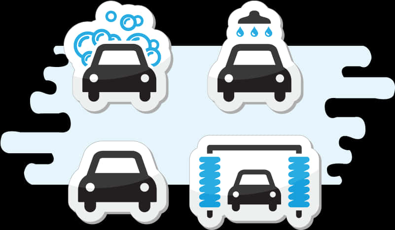 Car Wash Process Vector Illustration PNG