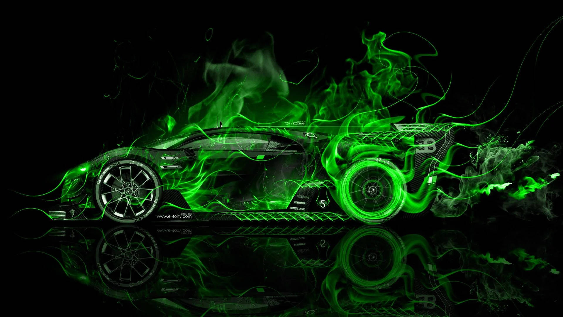Car With Green Fire Wallpaper