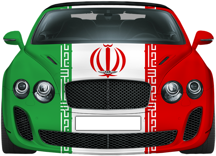 Car With Iranian Flag Wrap PNG