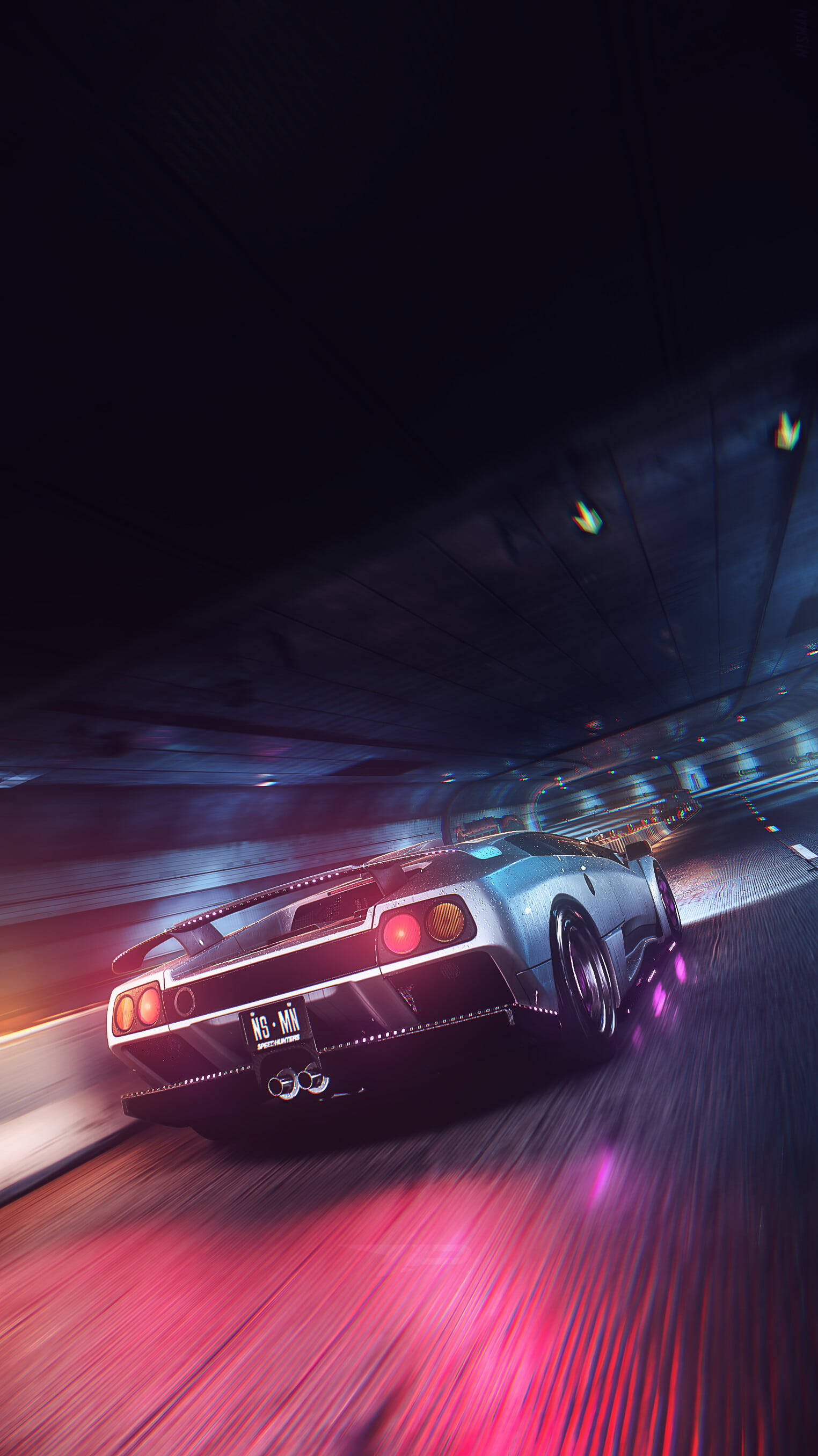 Car With Neon Lights Speed iPhone Wallpaper