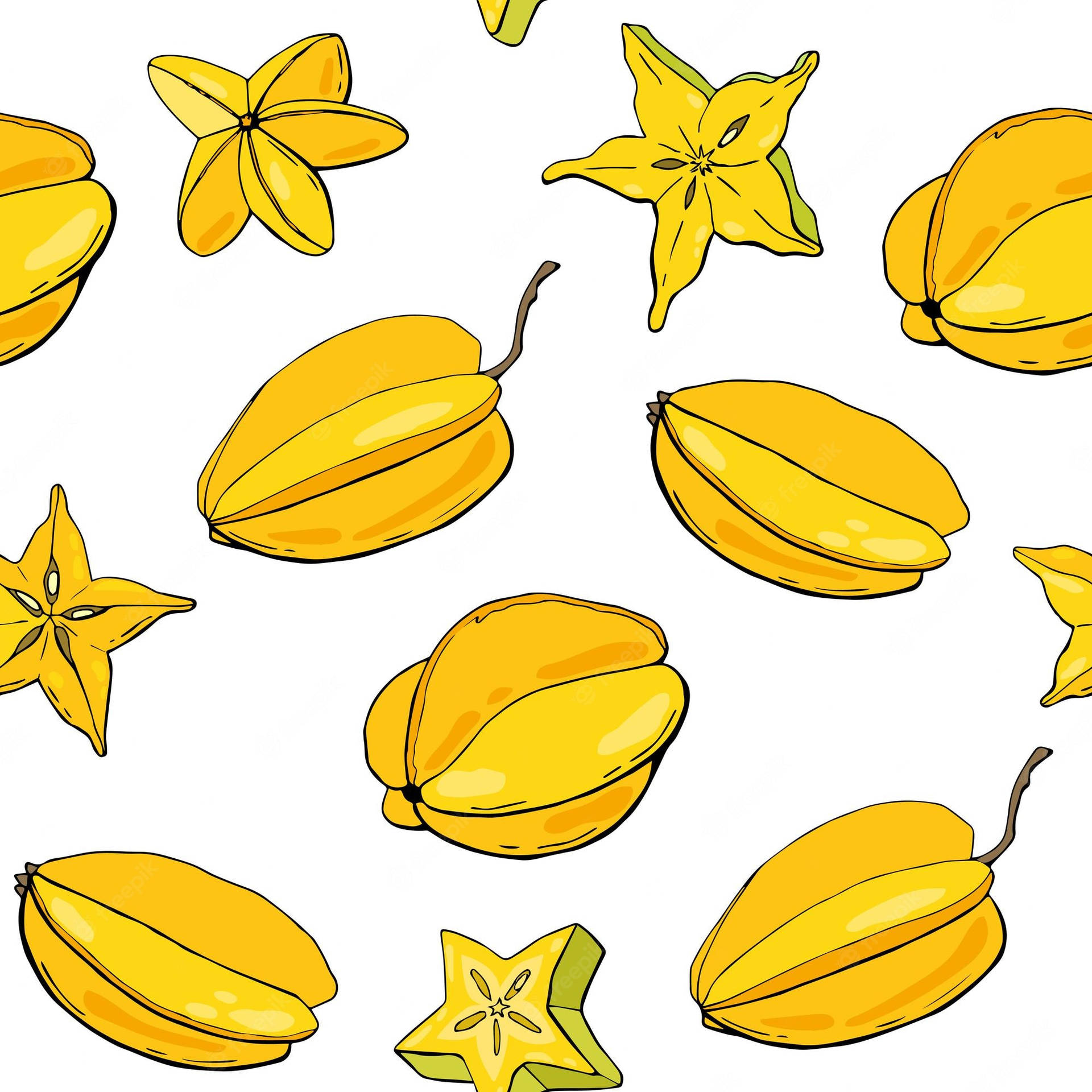 Carambola Starfruit Digital Design Wallpaper