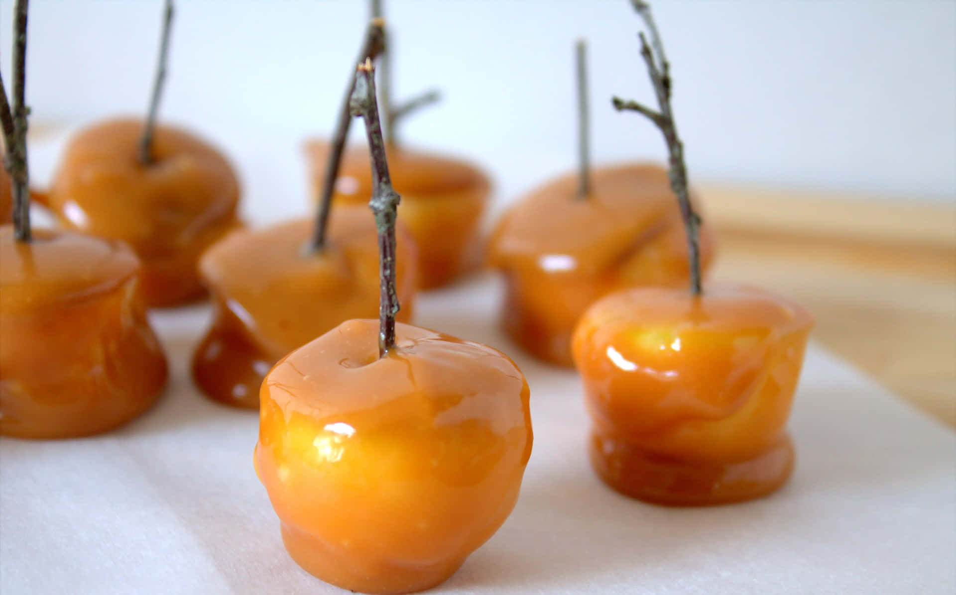 Delectable Caramel Apples ready to be enjoyed Wallpaper
