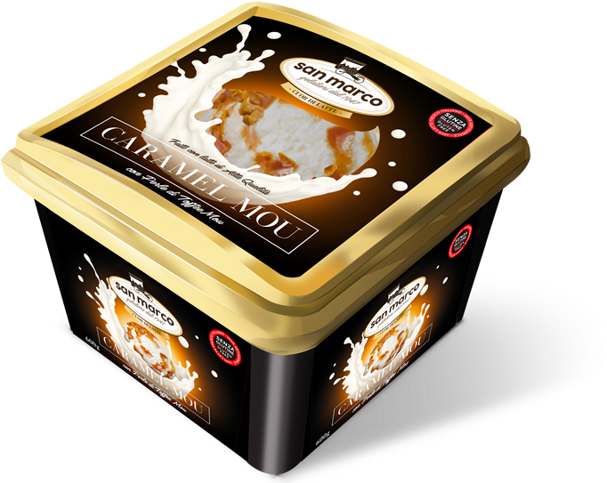 Caramel Mou Ice Cream Packaging PNG